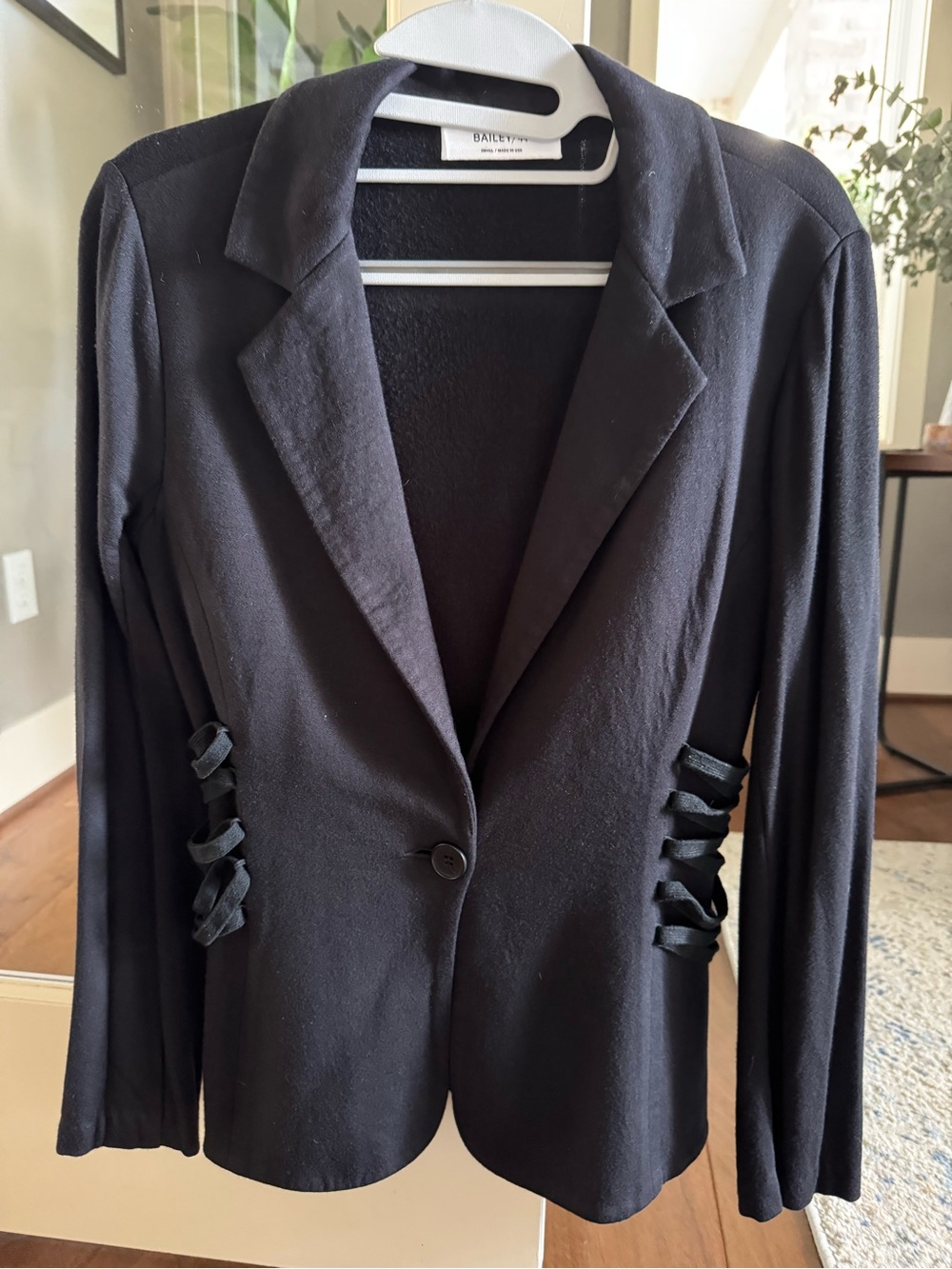 Bailey 44 Black Women's Single-Button Blazer with Side Tie Detail
